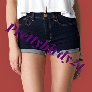 AEO Indigo Hi-Rise Shortie Shorts
